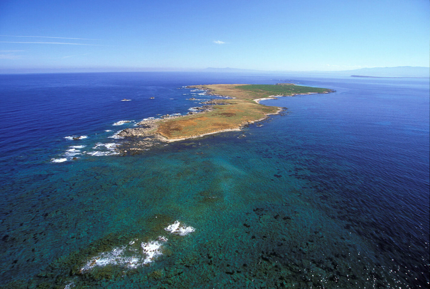 Aerial view, north side, of Mal di Ventre Island